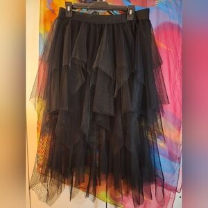 Elegant Black Layered Tulle Skirt